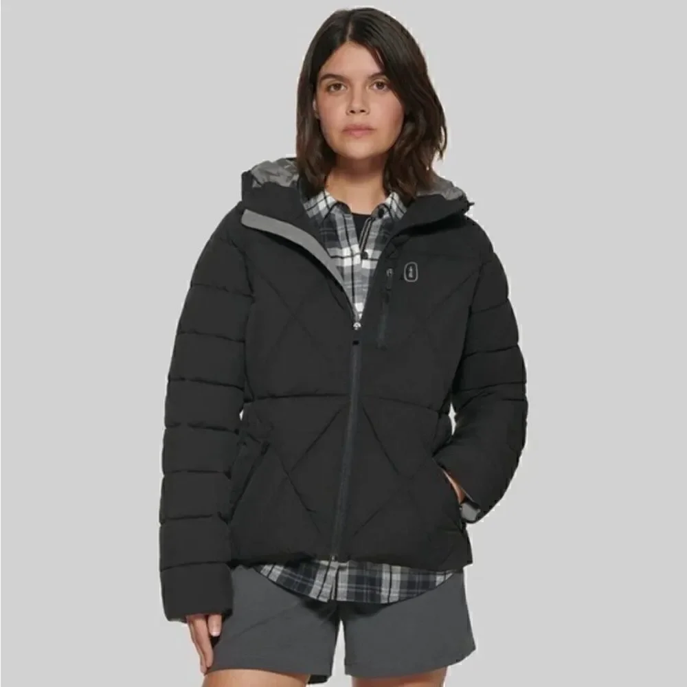 Bass Outdoor Women's Glacier Hooded Hiking Jacket-Black